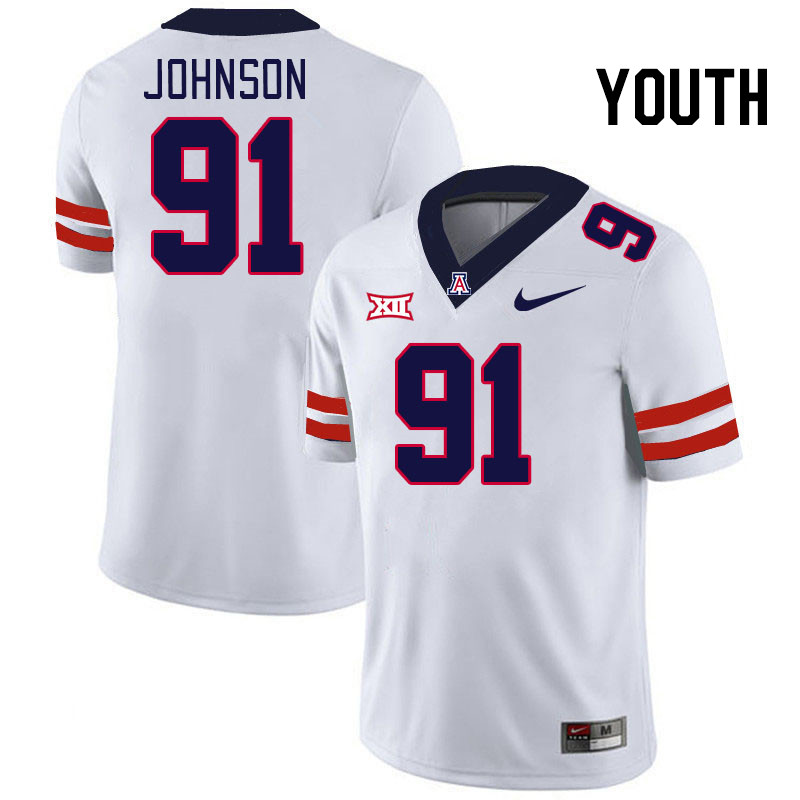 Youth #91 Isaiah Johnson Arizona Wildcats Big 12 Conference College Football Jerseys Stitched-White